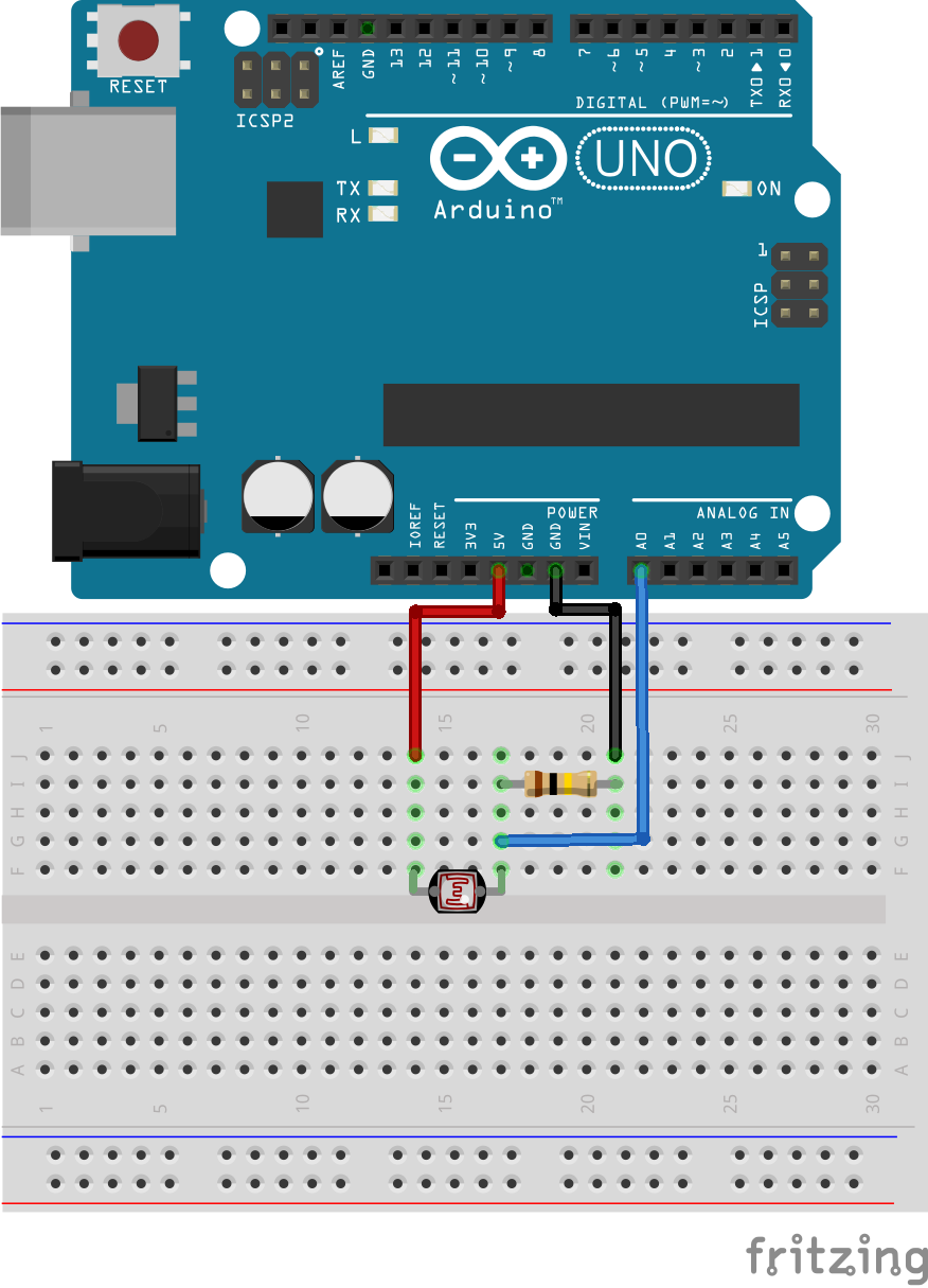 Circuit Diagram of Interfacing LDR in Arduino