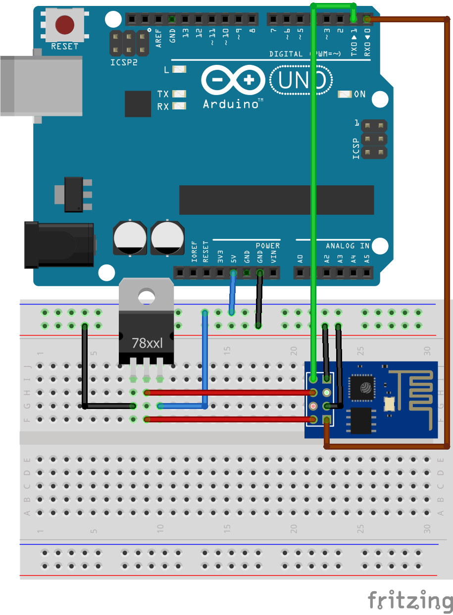 Circuit Diagram of Programing ESP8266 with Arduino
