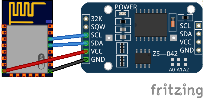 Circuit for DS3231 RTC Module in ESP8266 WiFi Module