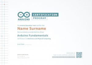 Sample Arduino Fundamentals Certificate